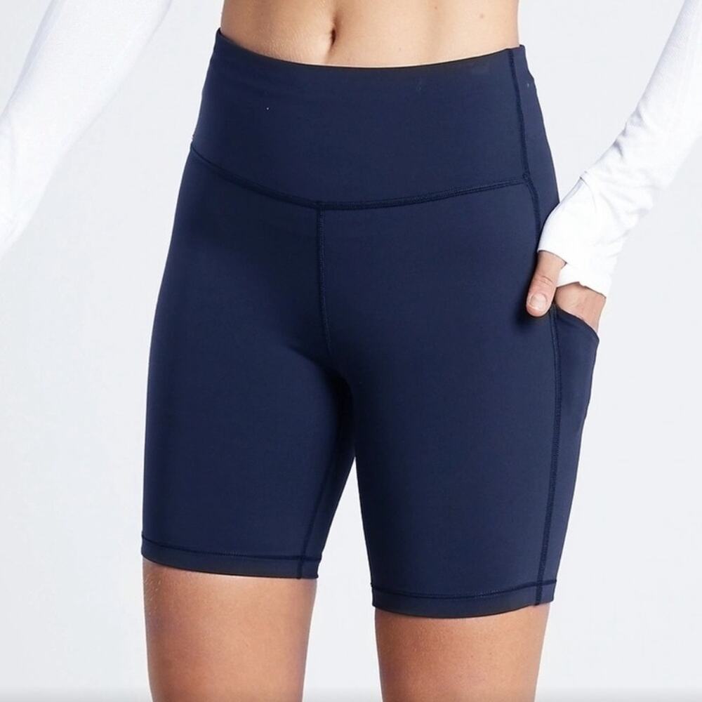 ATHLETA Shorts Extra Small Navy Ultimate Stash Pocket 7" Biker Stretch Athletic